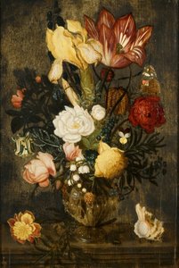 Fiori in un vaso con maschere di leoni da Ambrosius the Elder Bosschaert